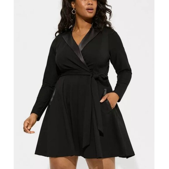 NWT Torrid Black Mini Tuxedo Dress 18 - Picture 6 of 11